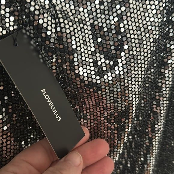 Lulu’s Gorgeous Silver Sequin Floor Length Prom Dress Formal Gown Size XL NWT - Picture 10 of 11